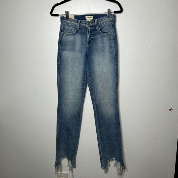 L'Agence Harmon High Rise Slim Straight Jeans Women's Size 24 NWT Distressed
